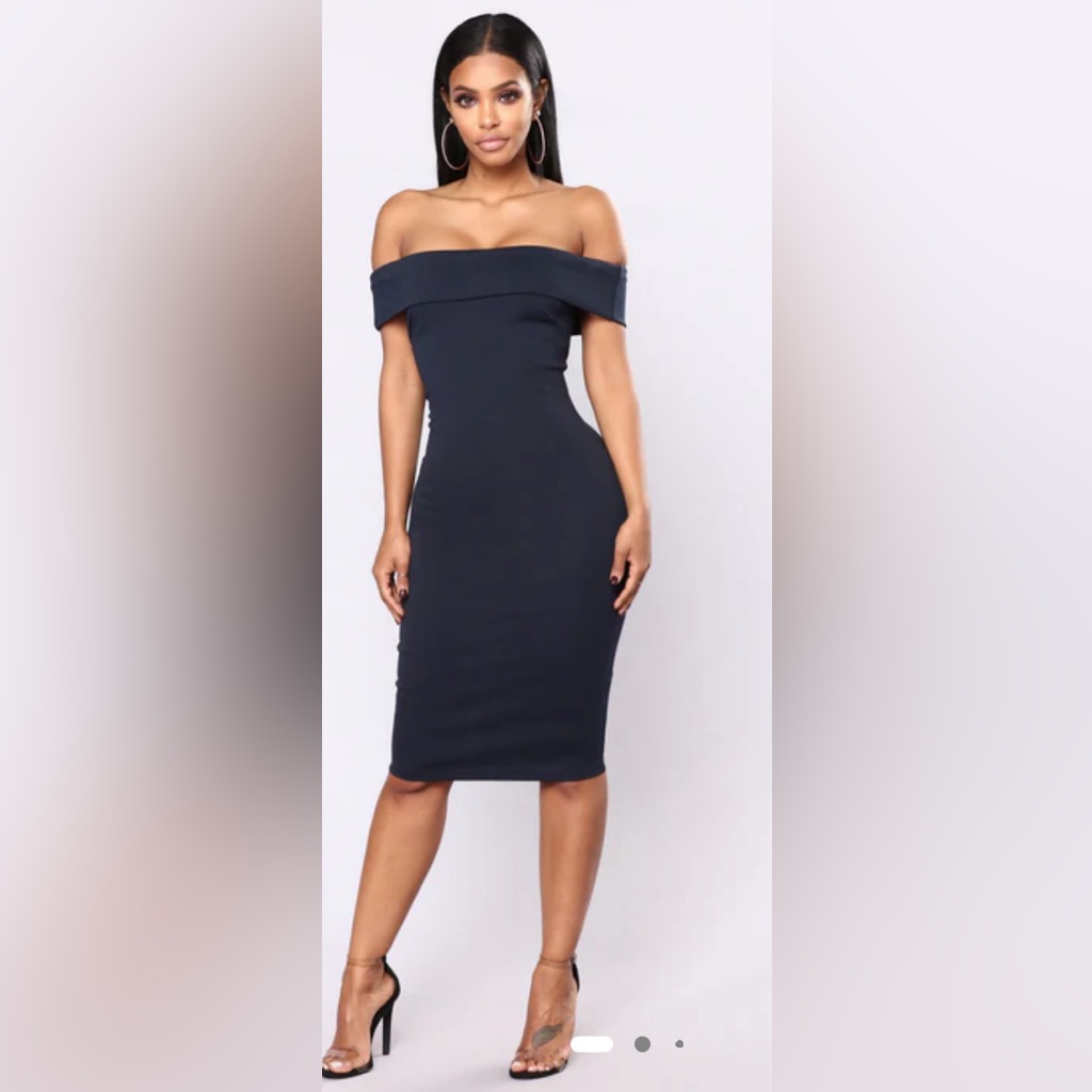 Fashion Nova Classic Navy Midi Dress